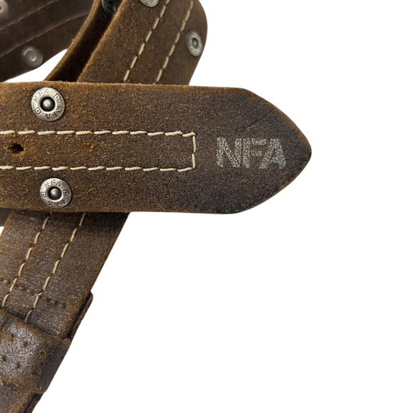 Vintage NFA Leather Belt Brown Silver Rivets 37.5" Western Cowboy Ranch Corral - Picture 2 of 6